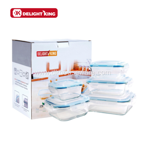 Glass Food Containers Set with Pushing Vent